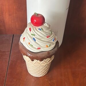 Ice Cream Cone Cookie Jar with Cherry Top